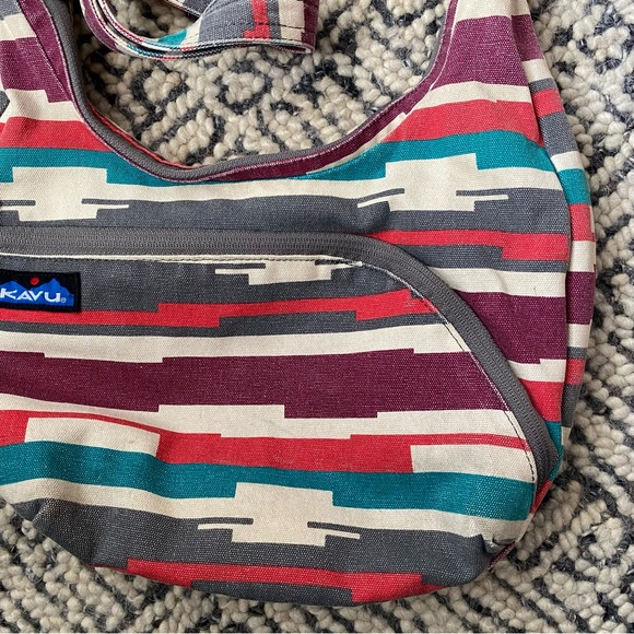 KAVU Women's Geometric Shoulder Bag - Red, Teal, Gray - Picture 3 of 10
